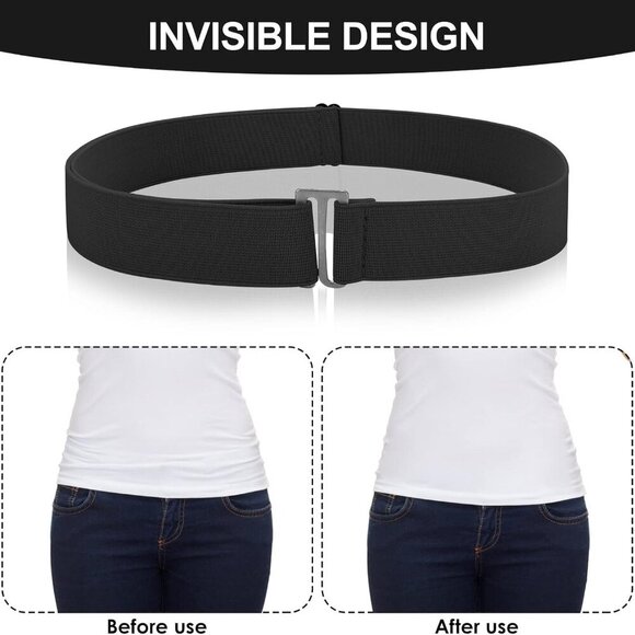 2PCS No Show Women's Stretch Belt Invisible No Show Invisible Belt Women Elastic - Picture 3 of 7